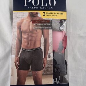 Polo by Ralph Lauren 3-Pack Boxer Briefs - Charcoal, Pink, Black